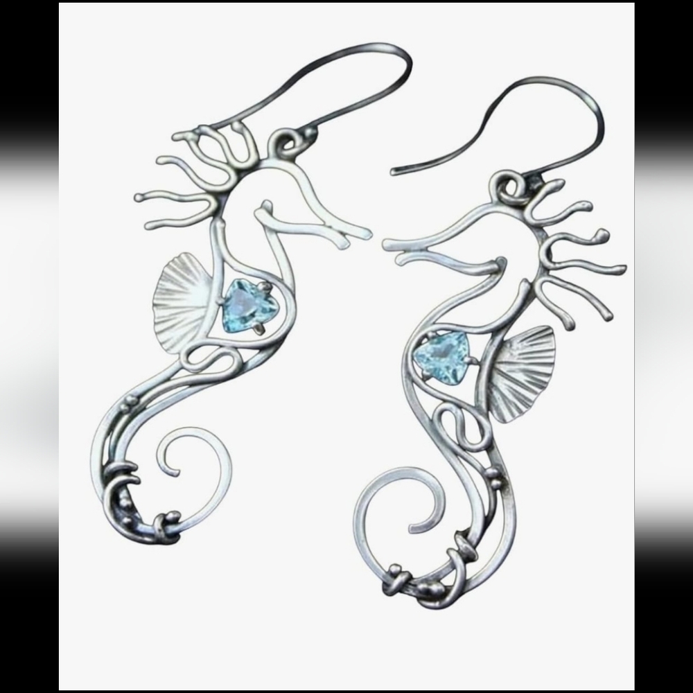 Ethnic Silver Color Metal Leaf Women's Earring Vintage Round Inlaid Green Long P - Picture 2 of 2